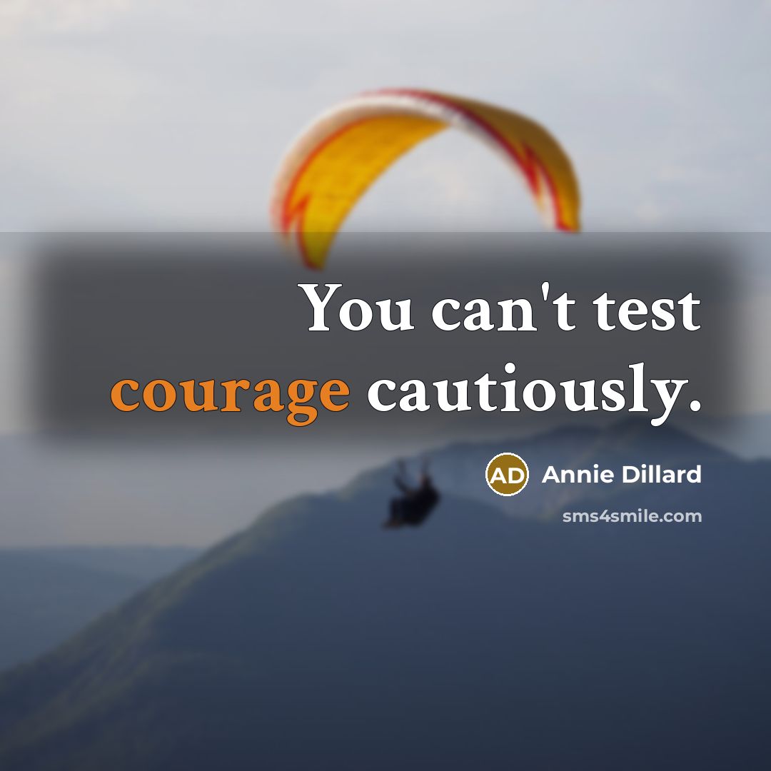 “You can't test courage cautiously.…” quote by Annie Dillard