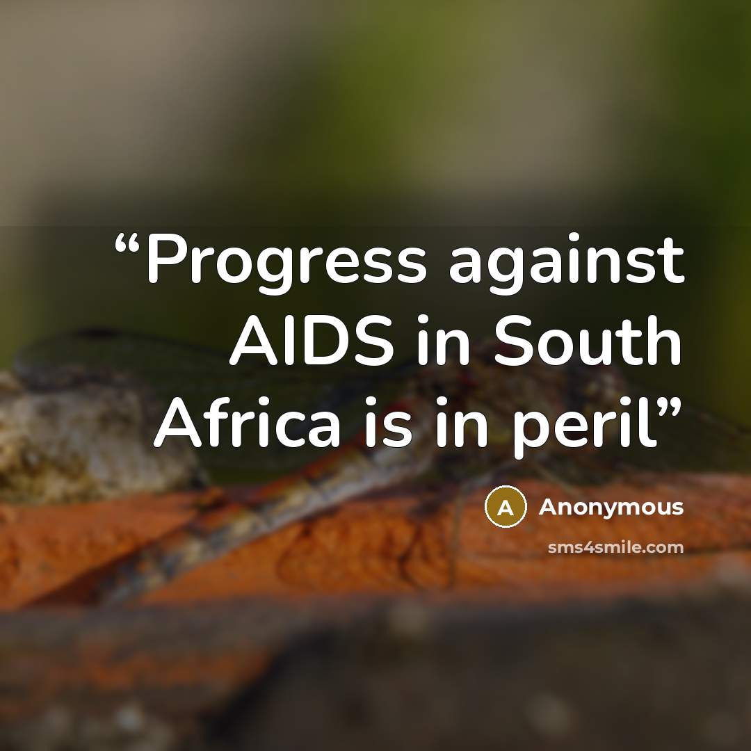 “Progress against AIDS in South Africa is in peril” quote by Anonymous