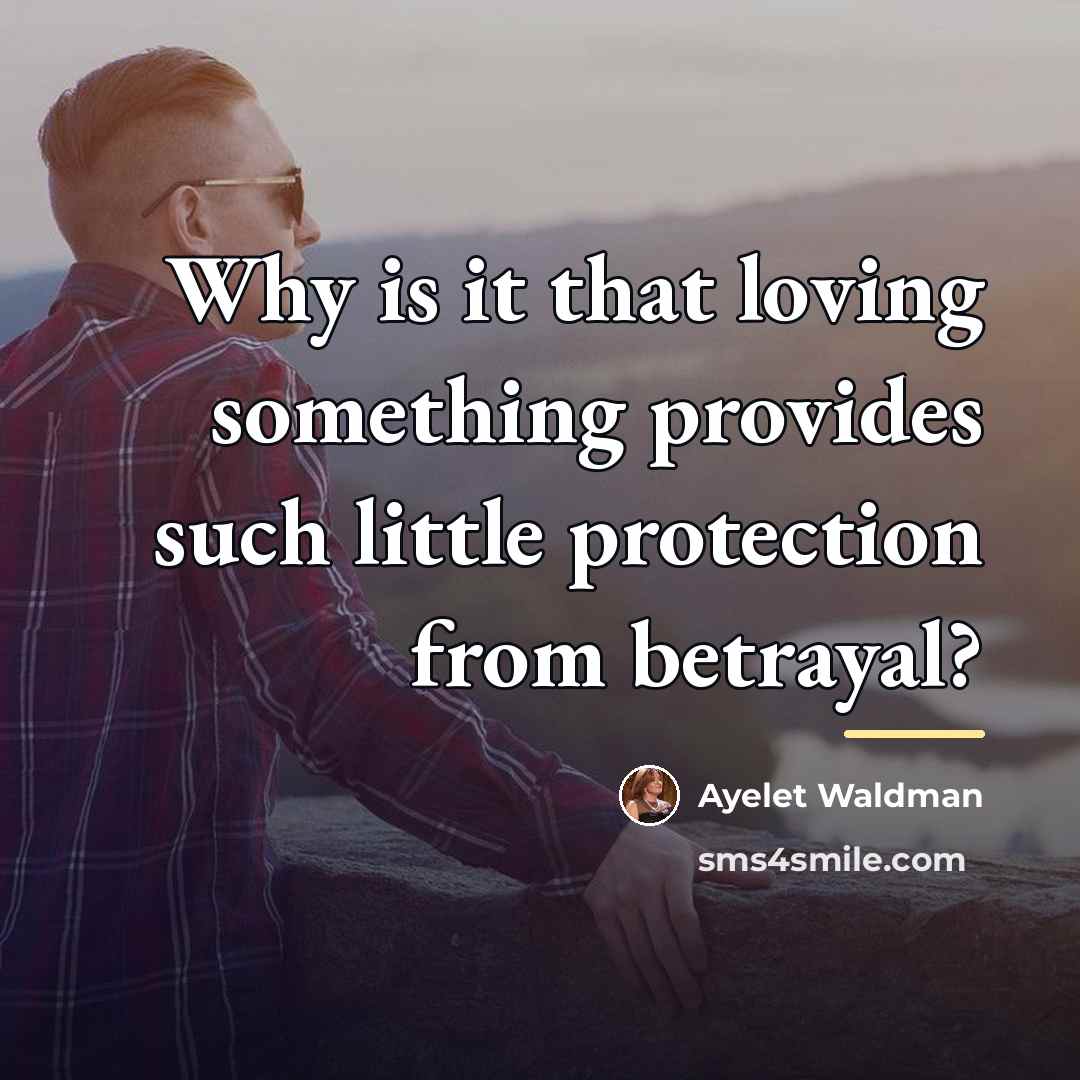 “Why is it that loving something provides such little protection…” quote by Ayelet Waldman