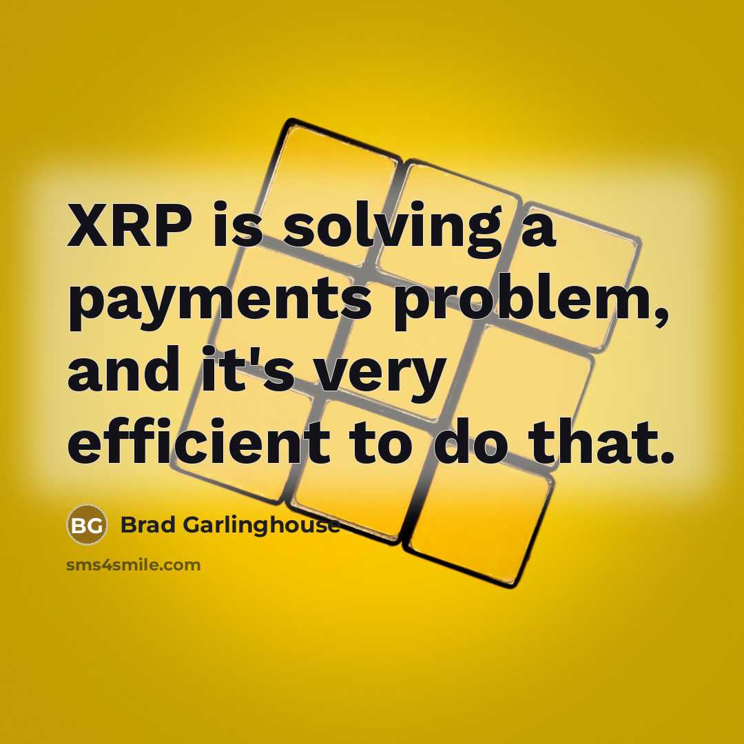 “XRP is solving a payments problem, and it's very efficient to do that.” quote by Brad Garlinghouse