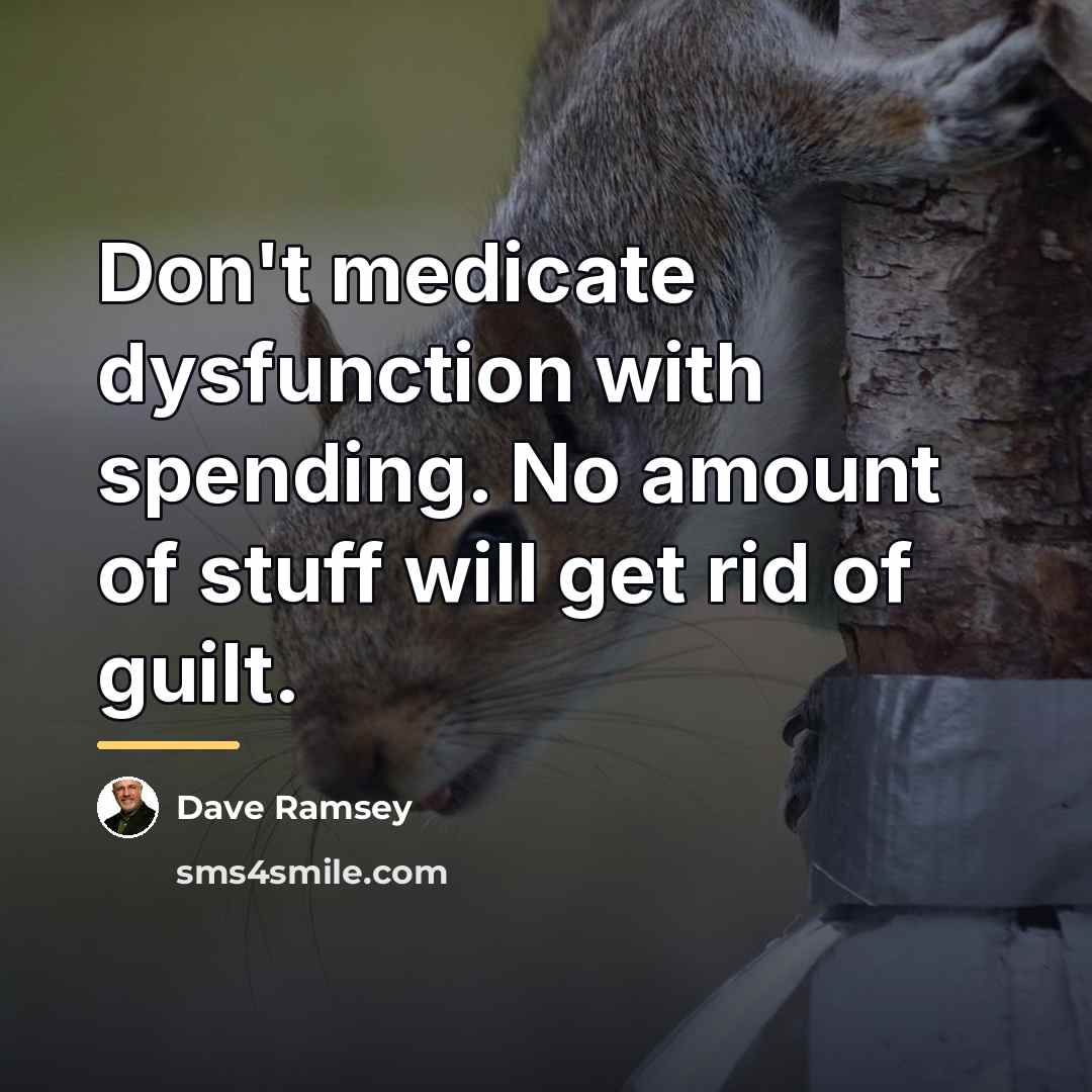 “Don't medicate dysfunction with spending. No amount of stuff will…” quote by Dave Ramsey