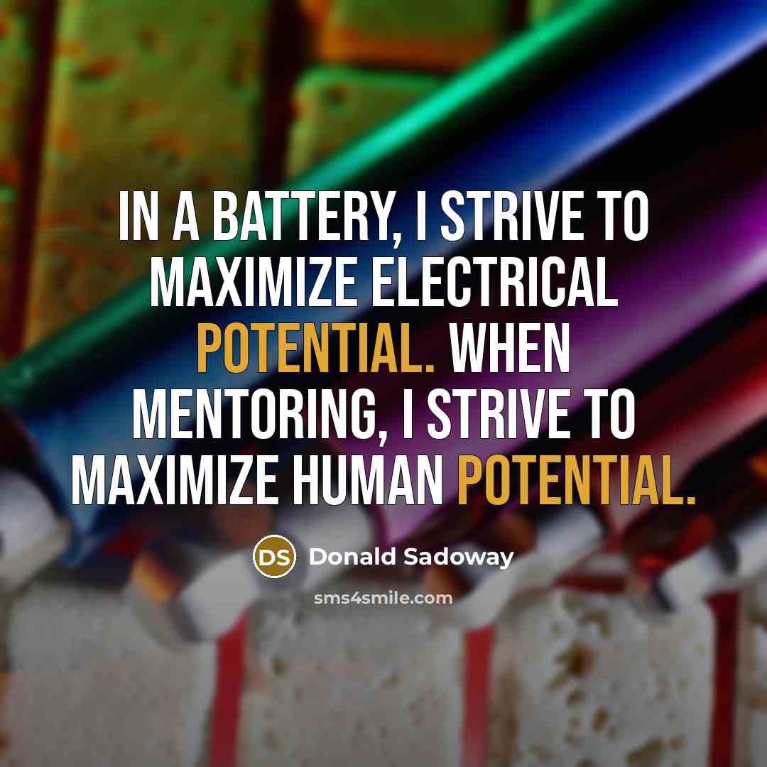 “In a battery, I strive to maximize electrical potential. When…” quote by Donald Sadoway