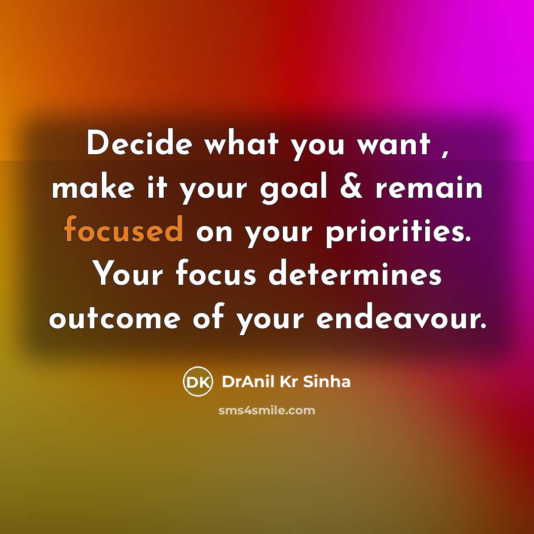“Decide what you want , make it your goal &…” quote by DrAnil Kr Sinha