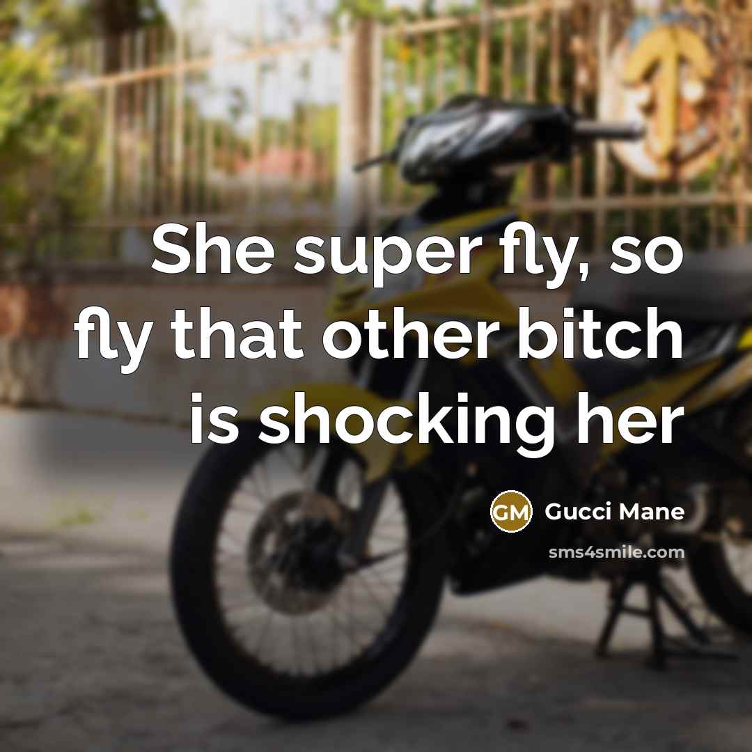 “She super fly, so fly that other bitch is shocking…” quote by Gucci Mane