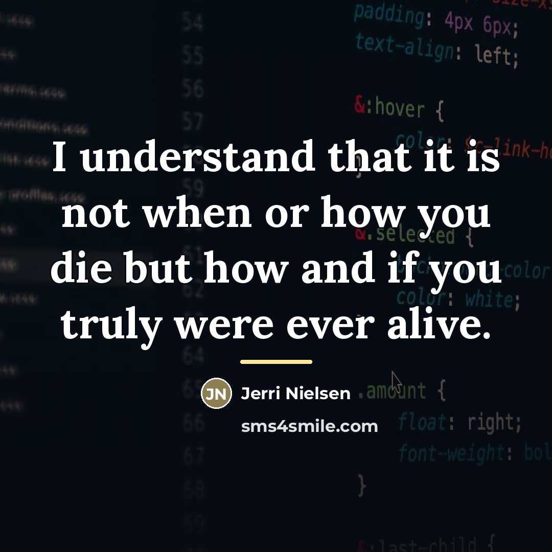 “I understand that it is not when or how you…” quote by Jerri Nielsen