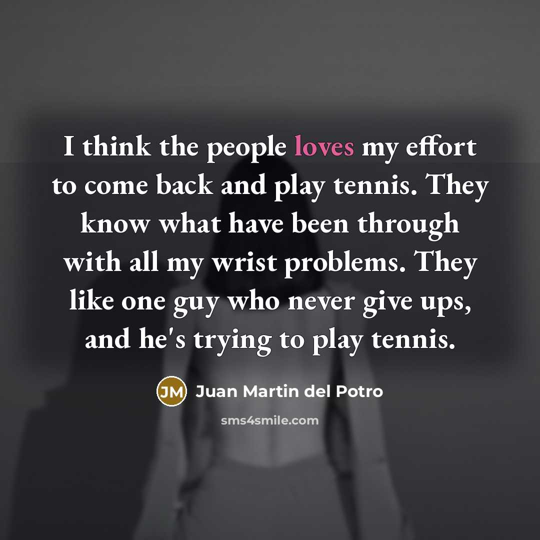 “I think the people loves my effort to come back…” quote by Juan Martin del Potro