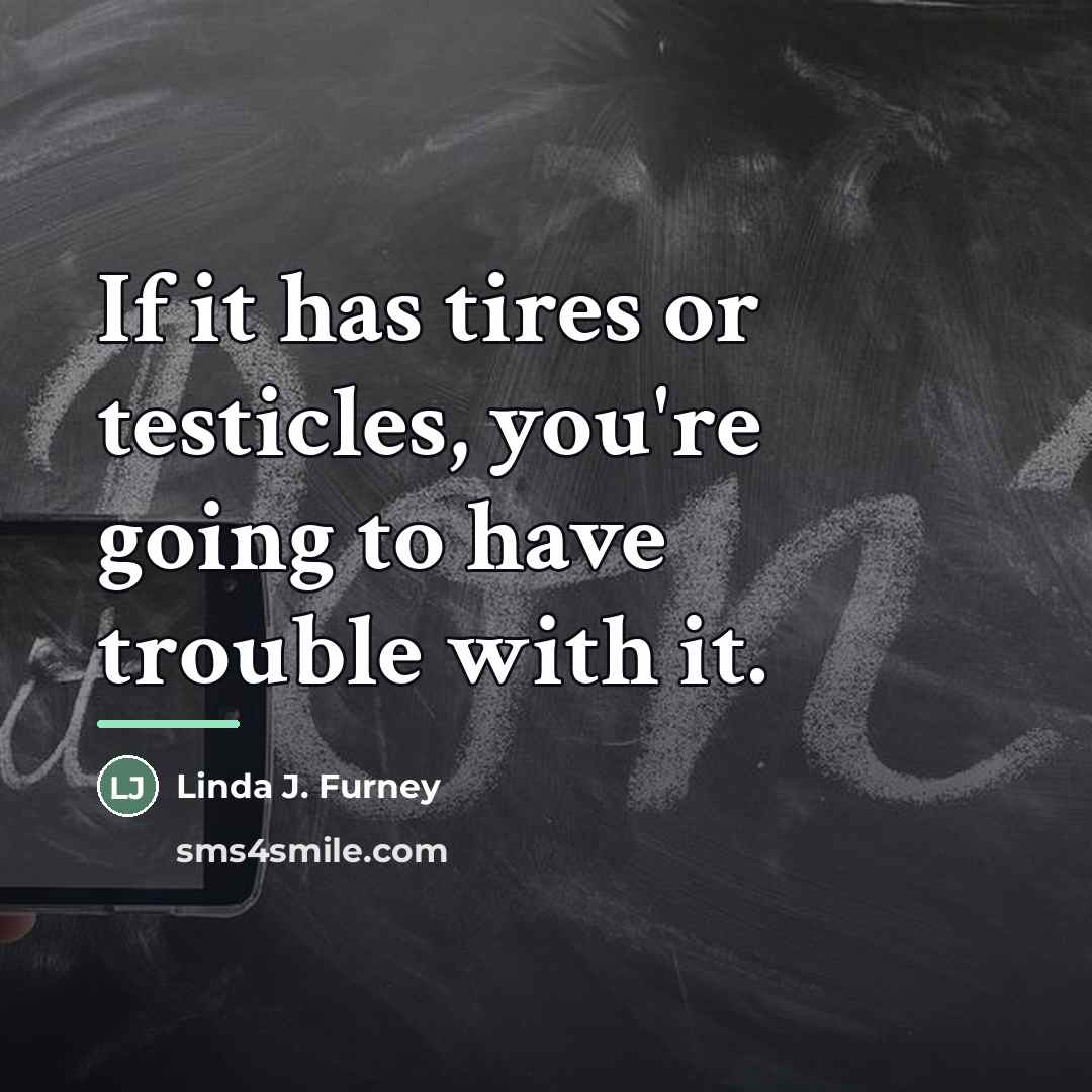 “If it has tires or testicles, you're going to have…” quote by Linda J. Furney