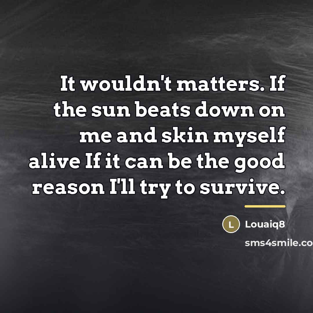 “It wouldn't matters. If the sun beats down on me…” quote by Louaiq8