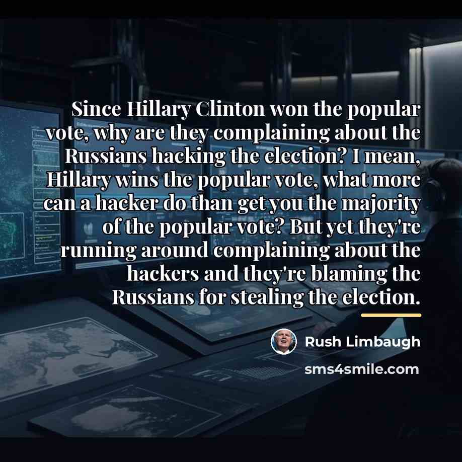 “Since Hillary Clinton won the popular vote, why are they…” quote by Rush Limbaugh
