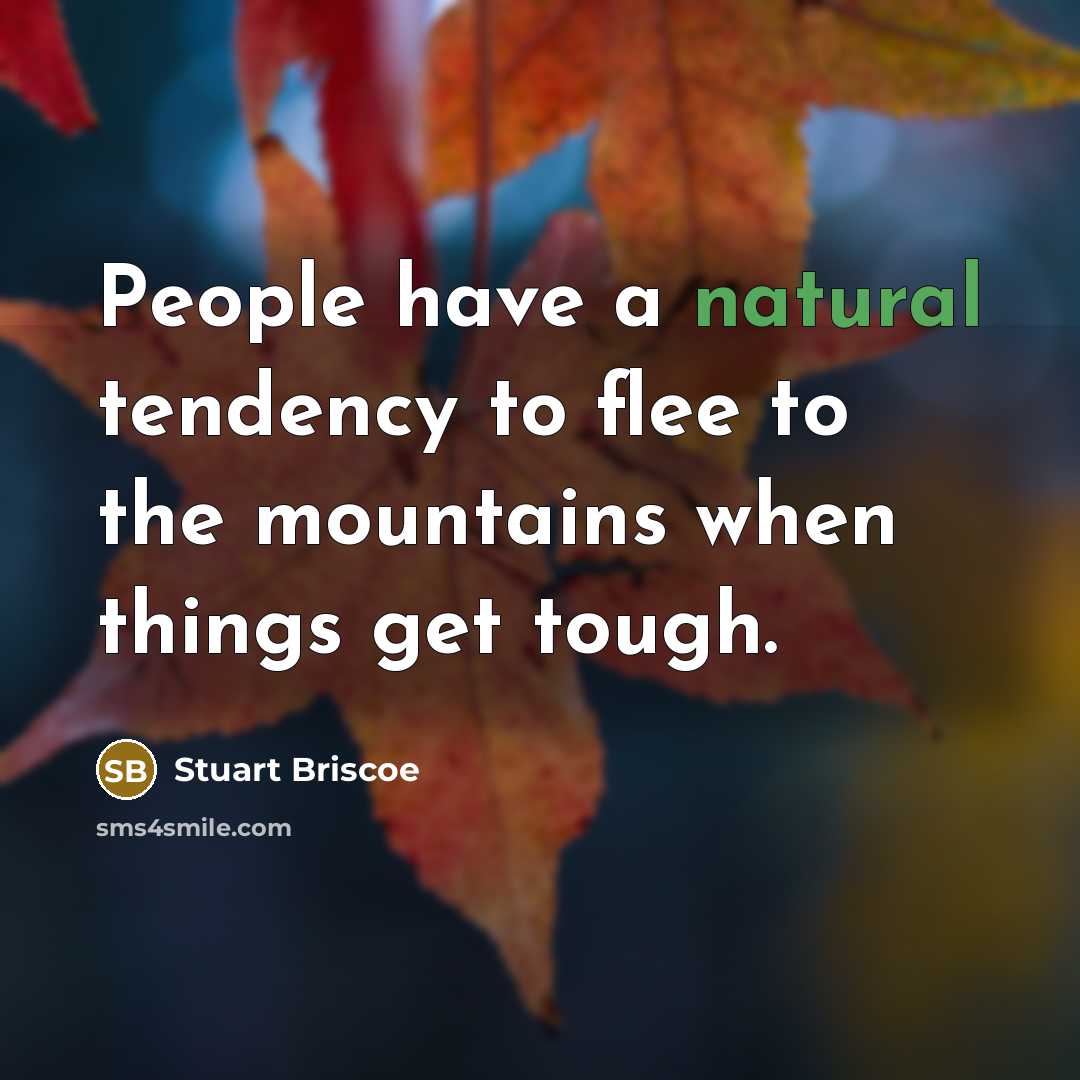 “People have a natural tendency to flee to the mountains…” quote by Stuart Briscoe