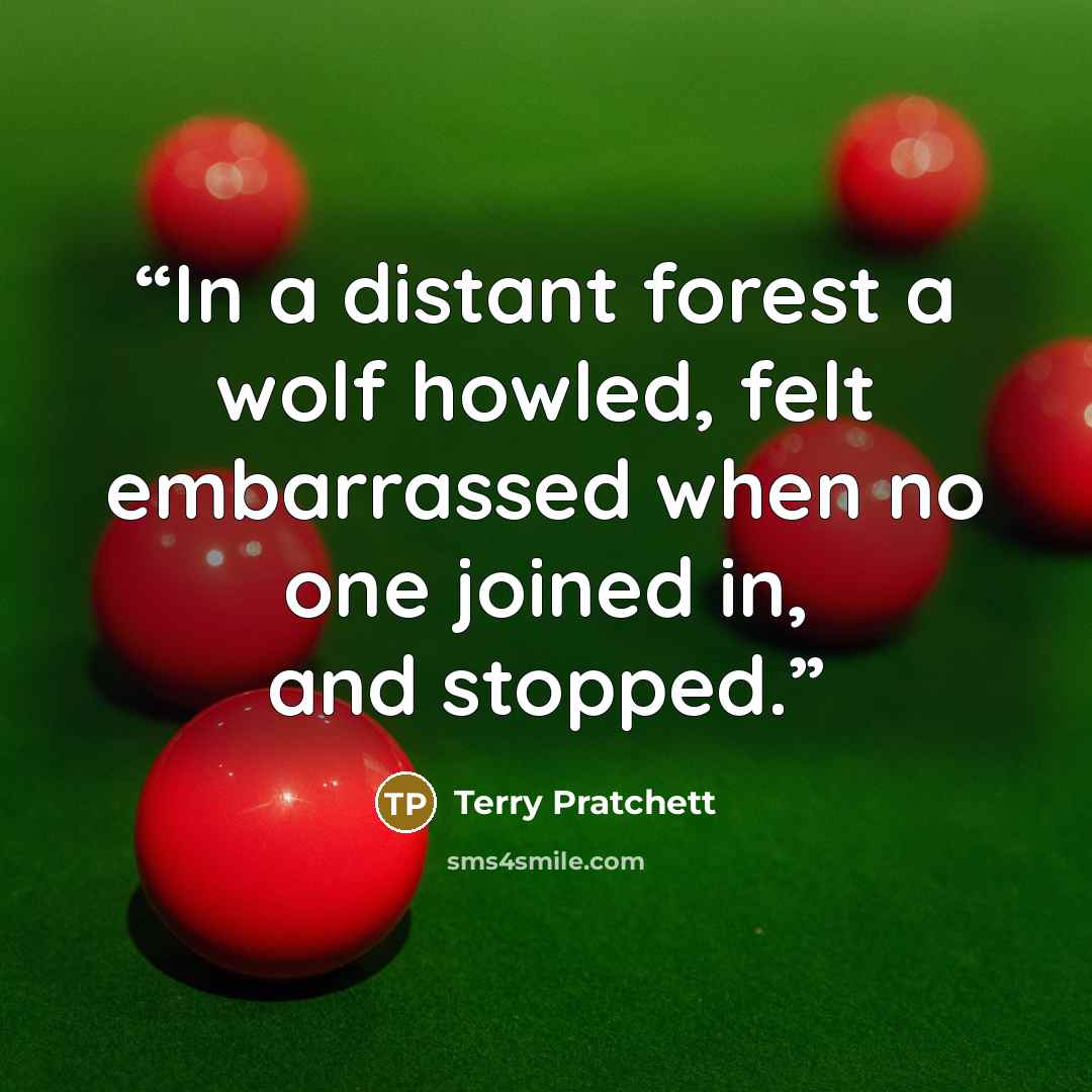 “In a distant forest a wolf howled, felt embarrassed when no one joined in, and stopped.” quote by Terry Pratchett