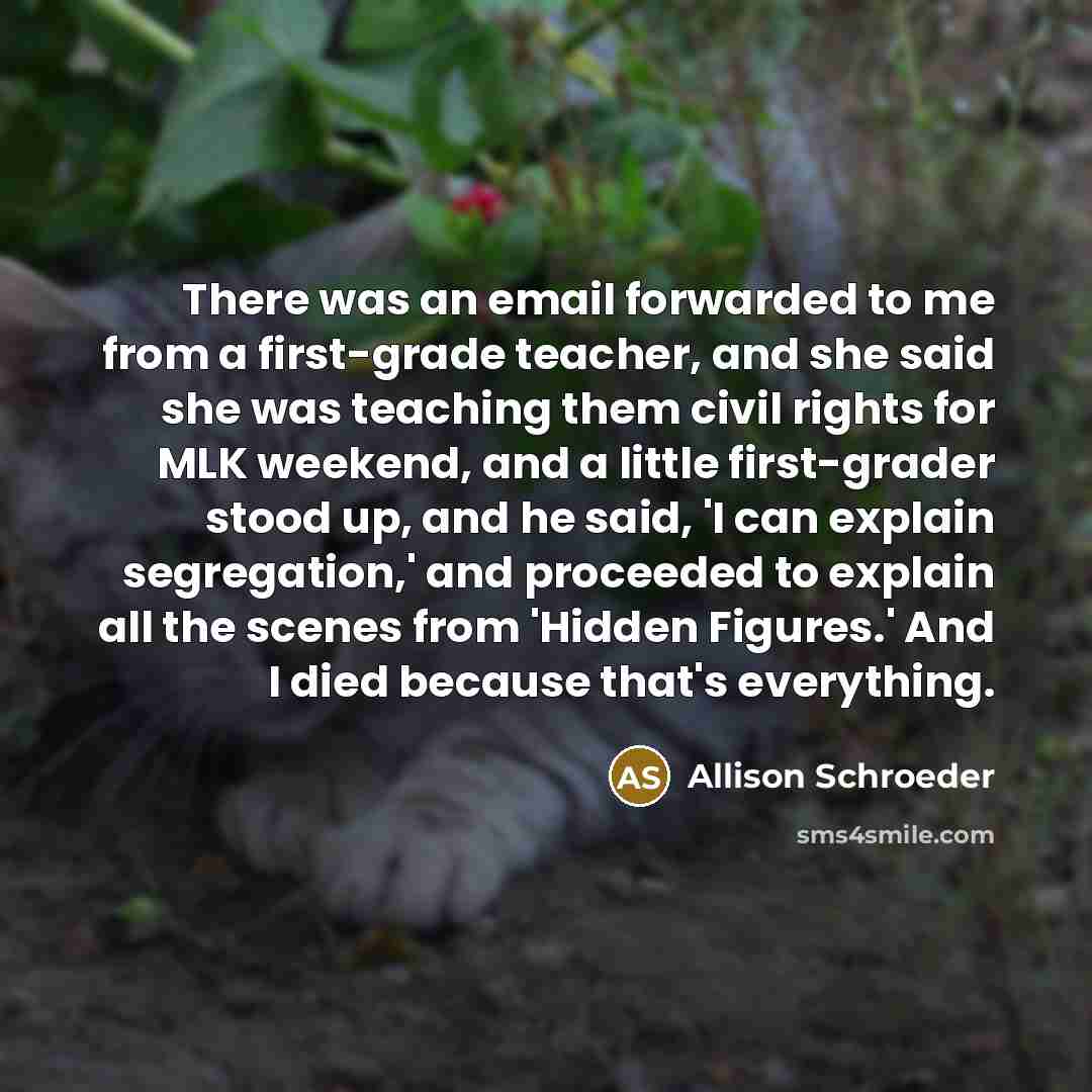 “There was an email forwarded to me from a first-grade…” quote by Allison Schroeder