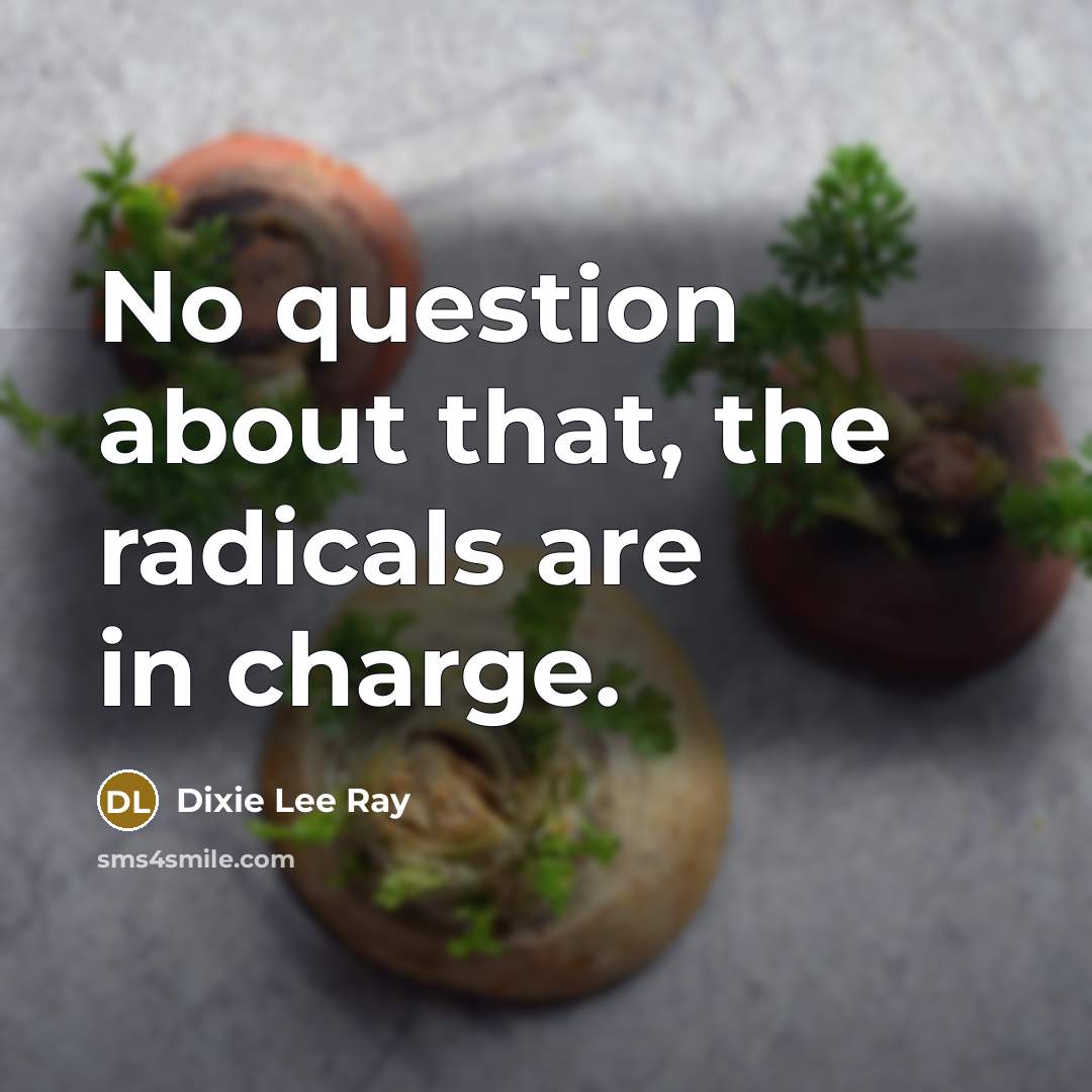 “No question about that, the radicals are in charge.…” quote by Dixie Lee Ray