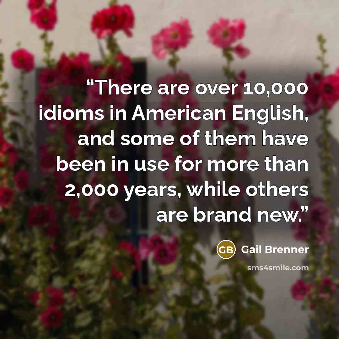 “There are over 10,000 idioms in American English, and some of them have been in use for more than 2,000 years, while others are brand new.” quote by Gail Brenner