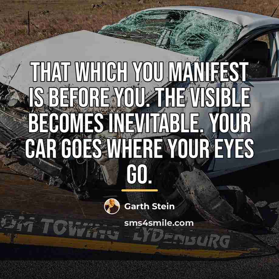 “That which you manifest is before you. The visible becomes…” quote by Garth Stein