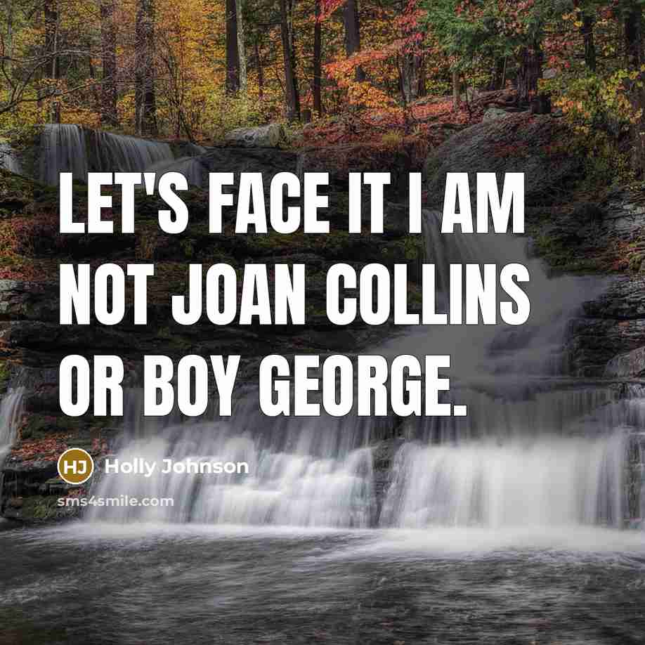 “Let's face it I am not Joan Collins or Boy…” quote by Holly Johnson
