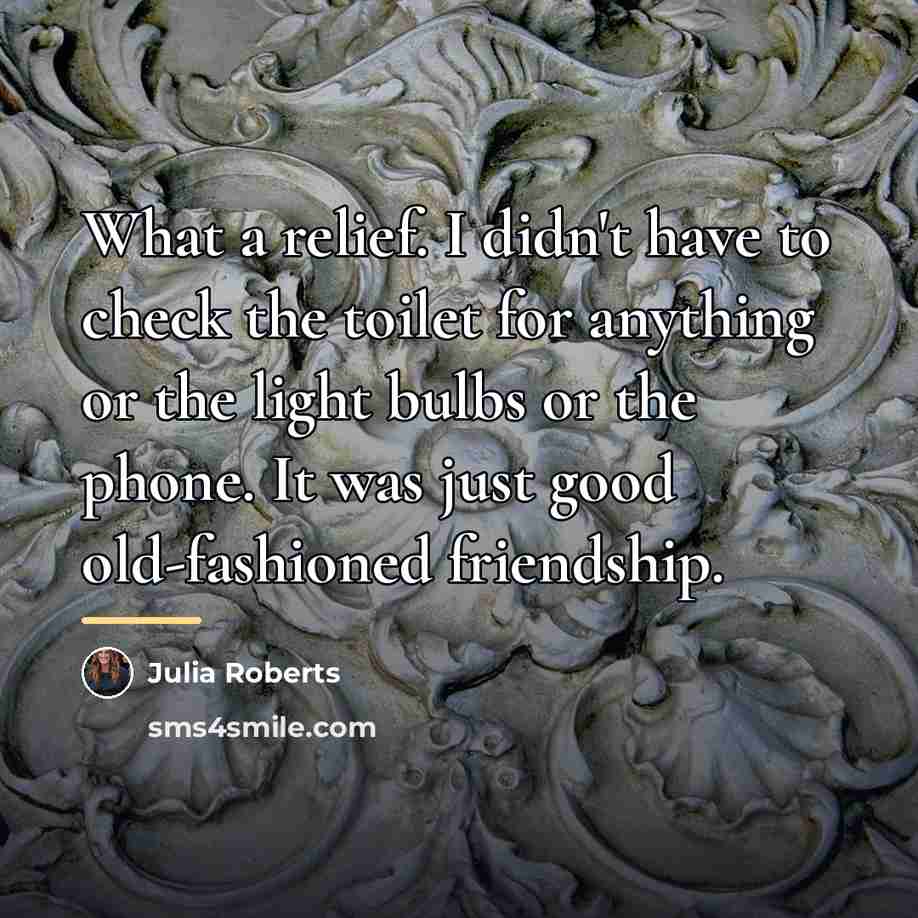 “What a relief. I didn't have to check the toilet…” quote by Julia Roberts