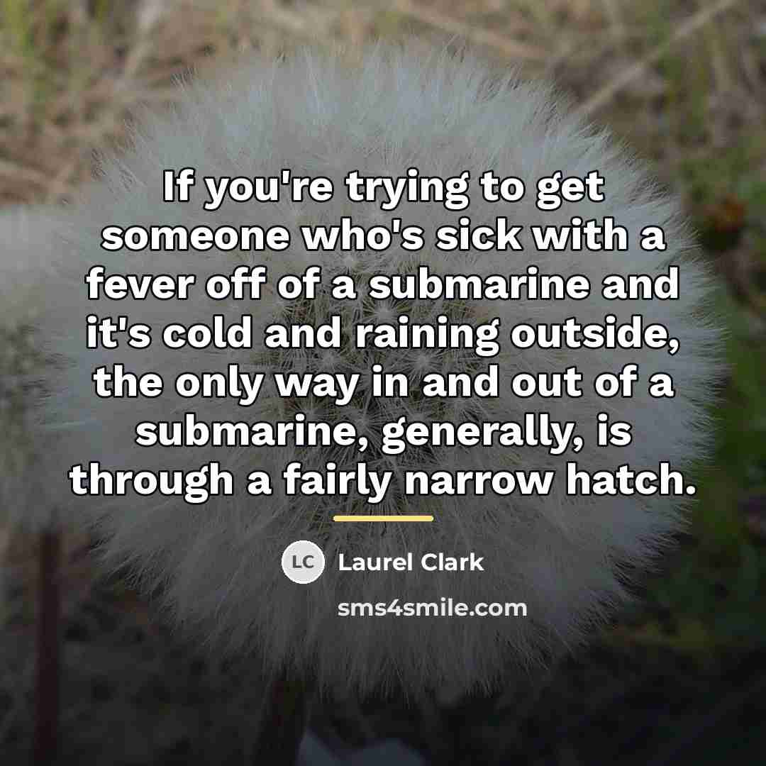 “If you're trying to get someone who's sick with a…” quote by Laurel Clark