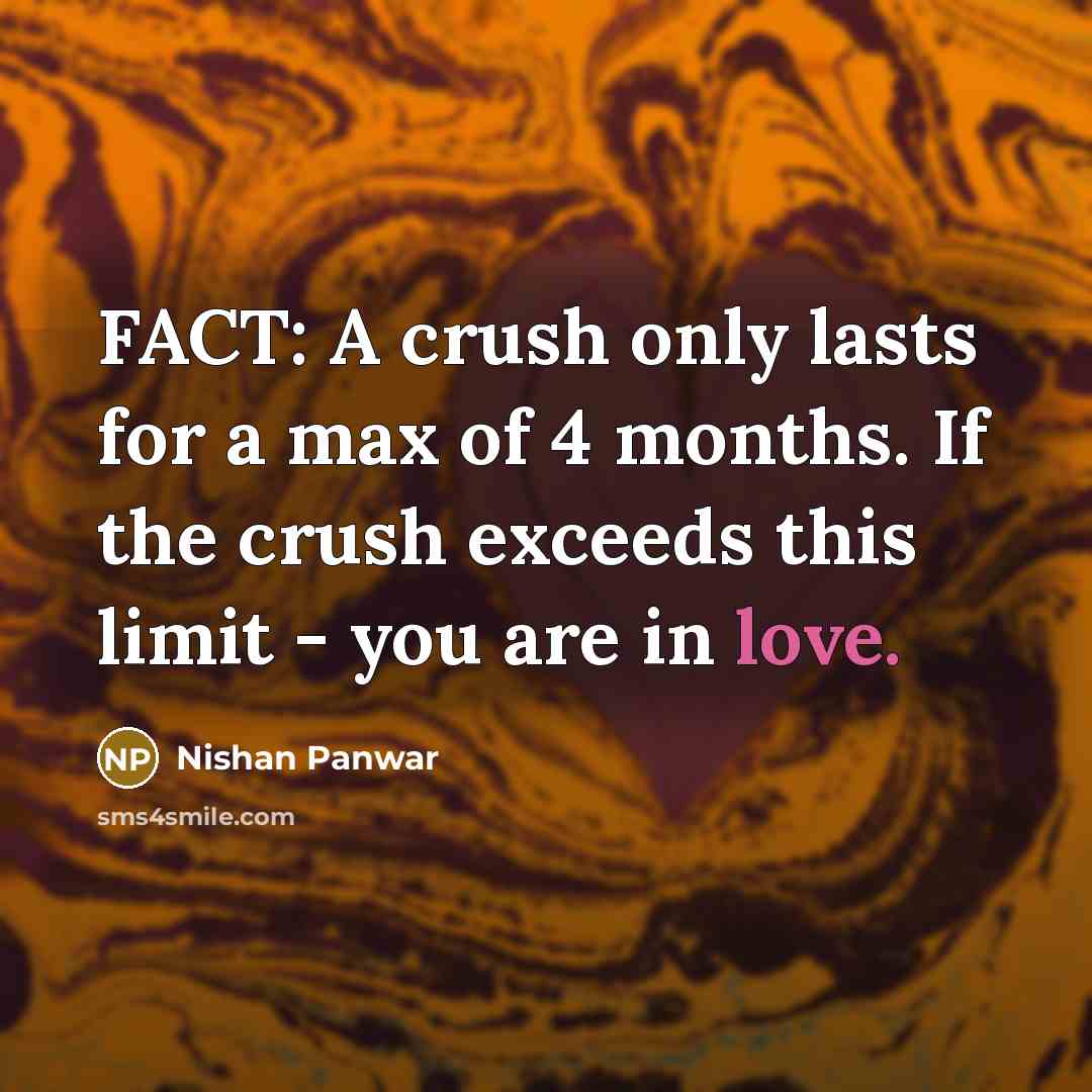 “FACT: A crush only lasts for a max of 4…” quote by Nishan Panwar
