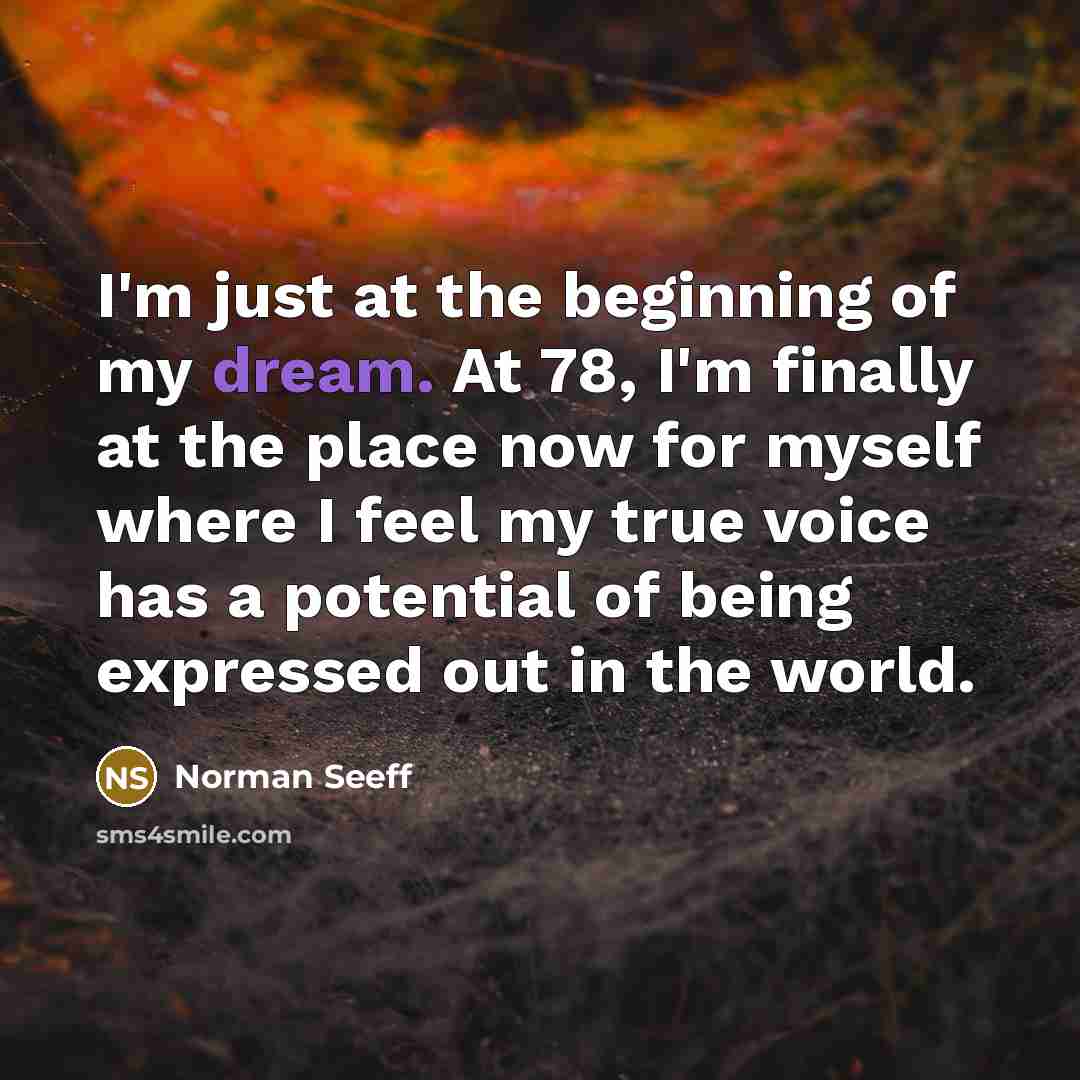 “I'm just at the beginning of my dream. At 78,…” quote by Norman Seeff