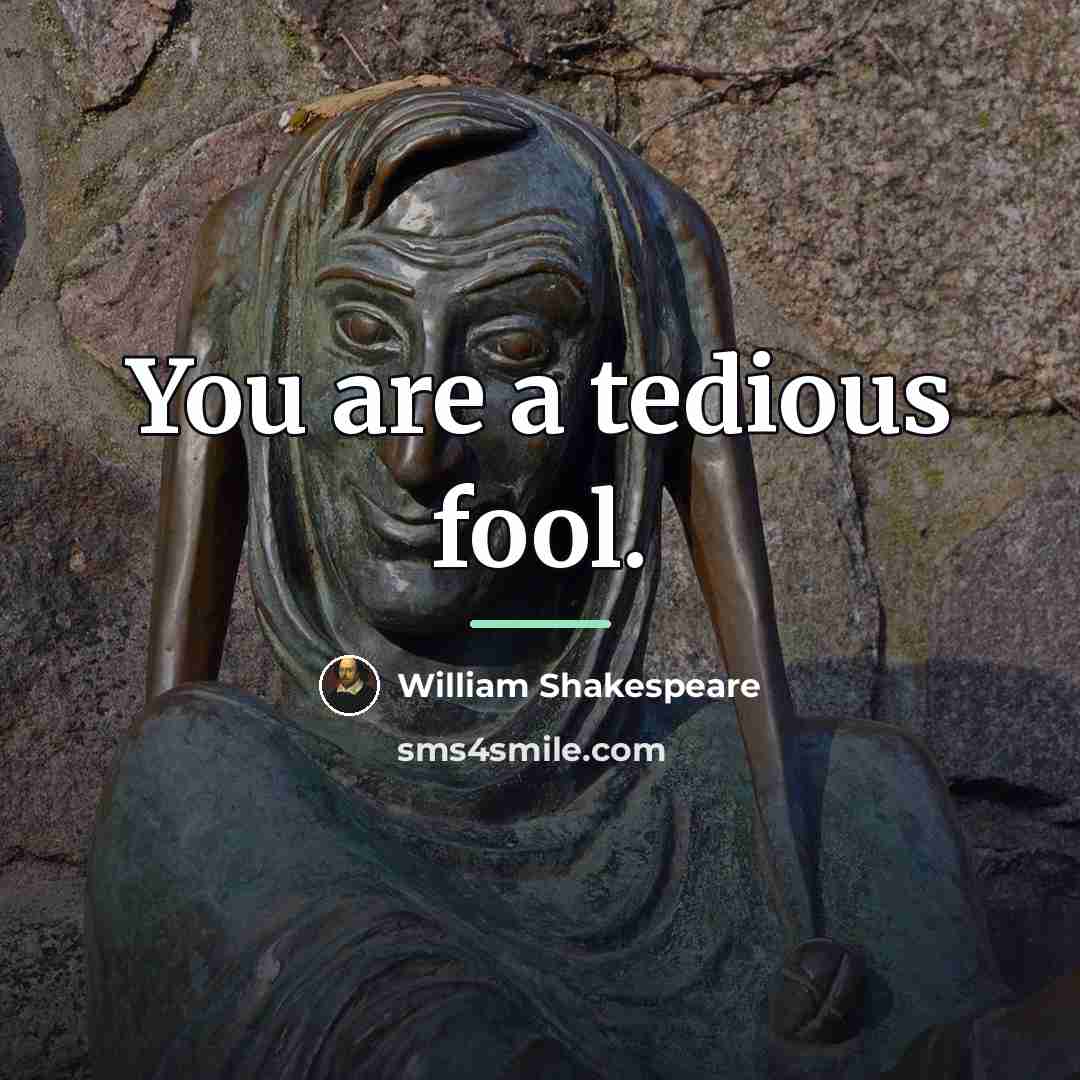 “You are a tedious fool.…” quote by William Shakespeare