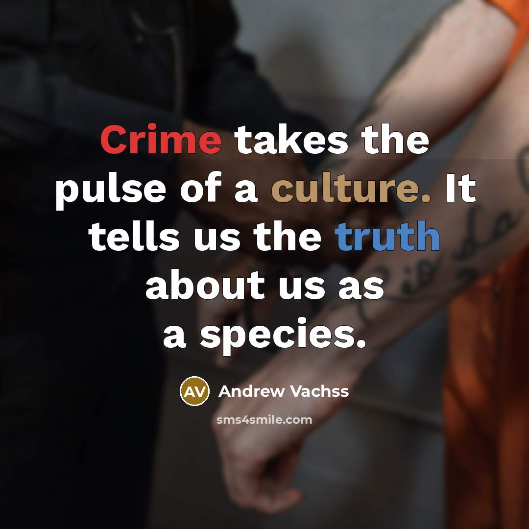 “Crime takes the pulse of a culture. It tells us…” quote by Andrew Vachss