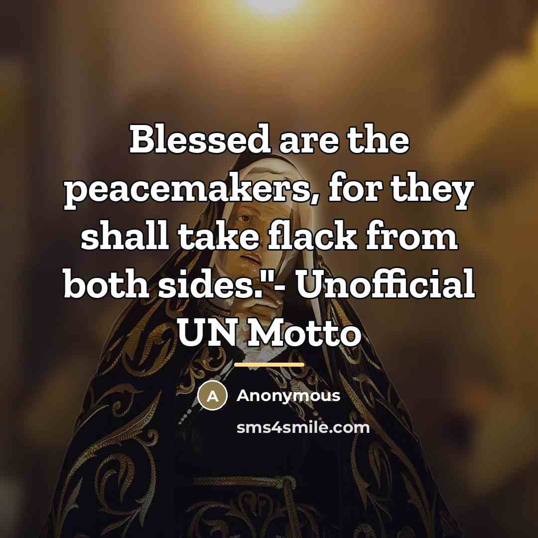“Blessed are the peacemakers, for they shall take flack from…” quote by Anonymous