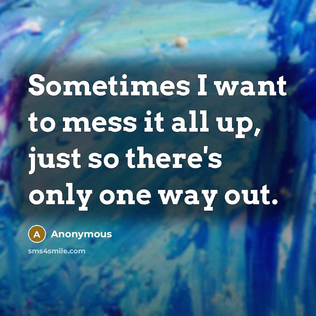“Sometimes I want to mess it all up, just so…” quote by Anonymous