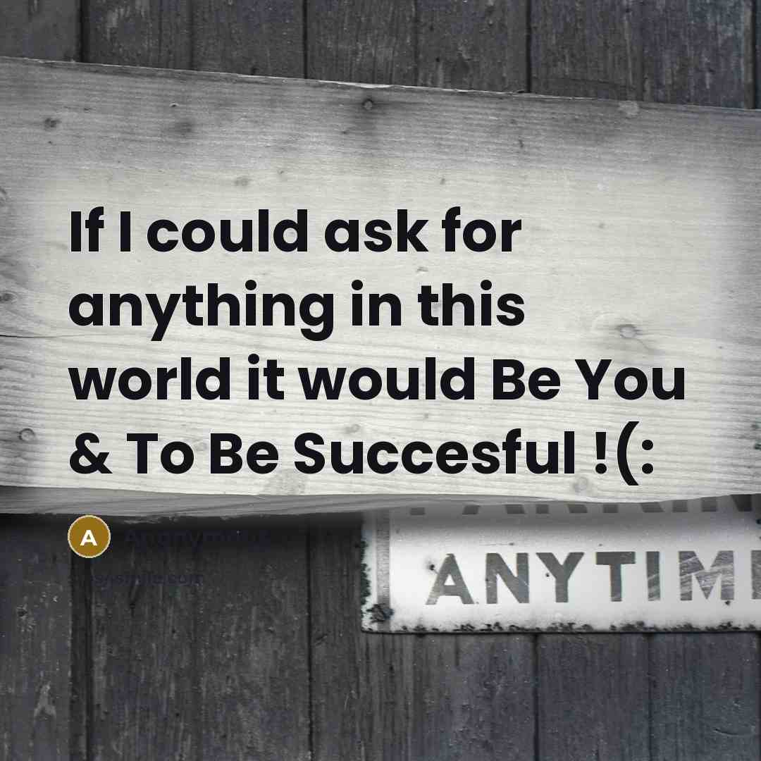 “If I could ask for anything in this world it would Be You & To Be Succesful !(:” quote by Anonymous