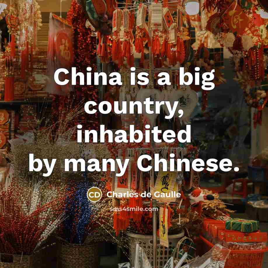 “China is a big country, inhabited by many Chinese.…” quote by Charles de Gaulle