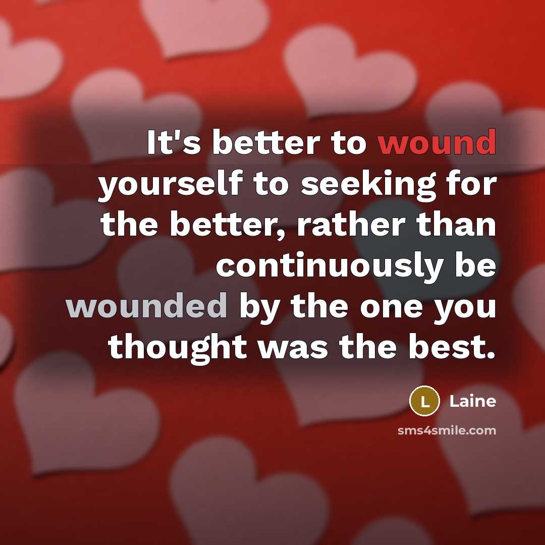 “It's better to wound yourself to seeking for the better,…” quote by Laine