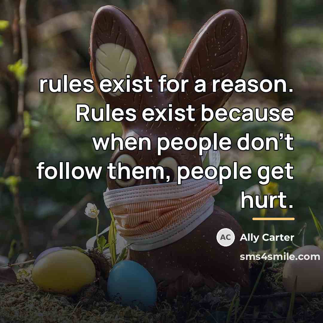 “rules exist for a reason. Rules exist because when people…” quote by Ally Carter