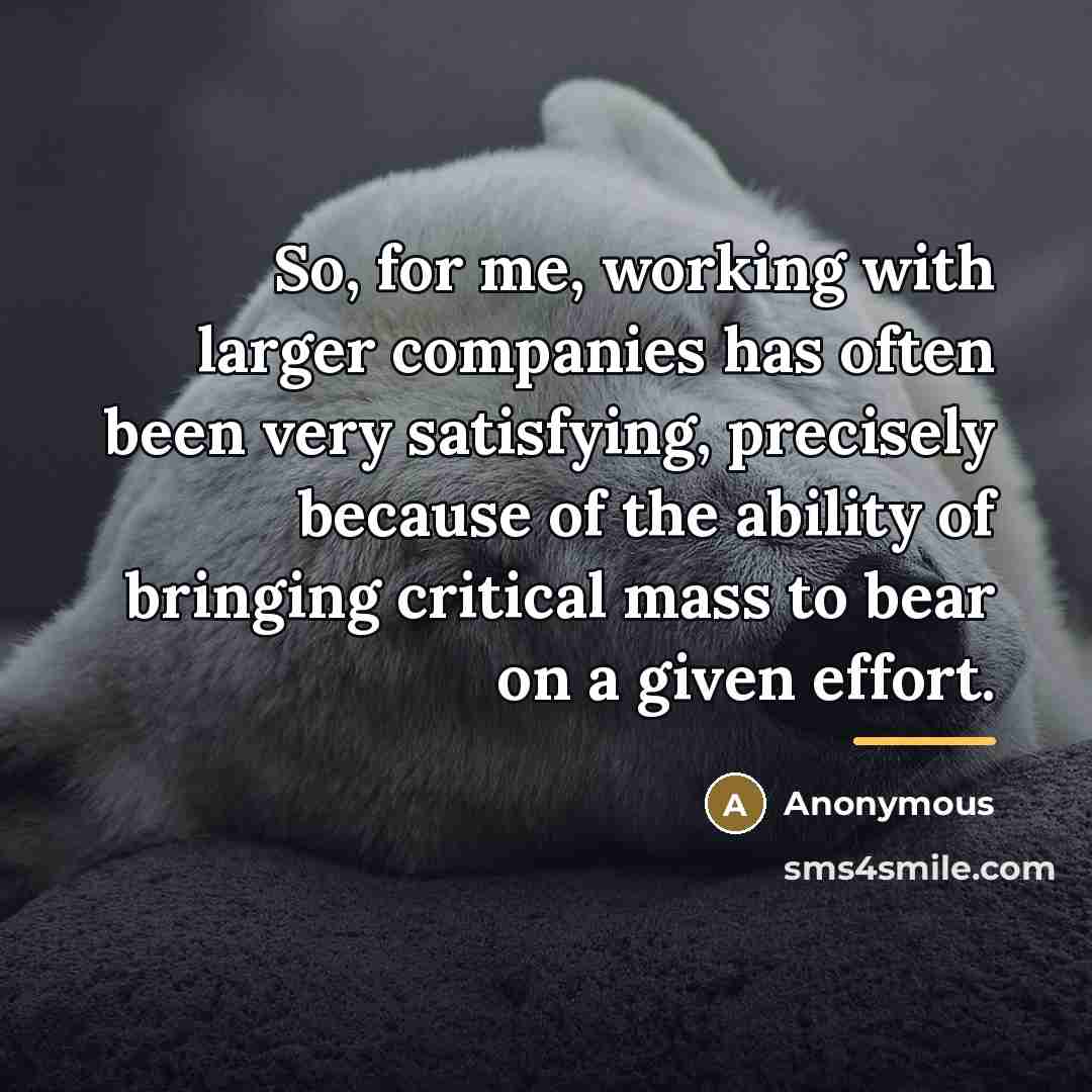 “So, for me, working with larger companies has often been…” quote by Anonymous