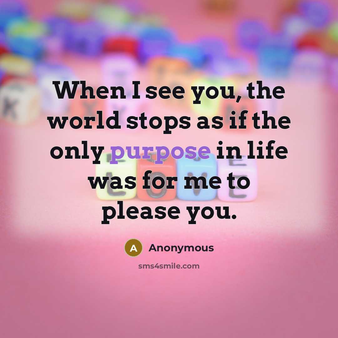 “When I see you, the world stops as if the…” quote by Anonymous