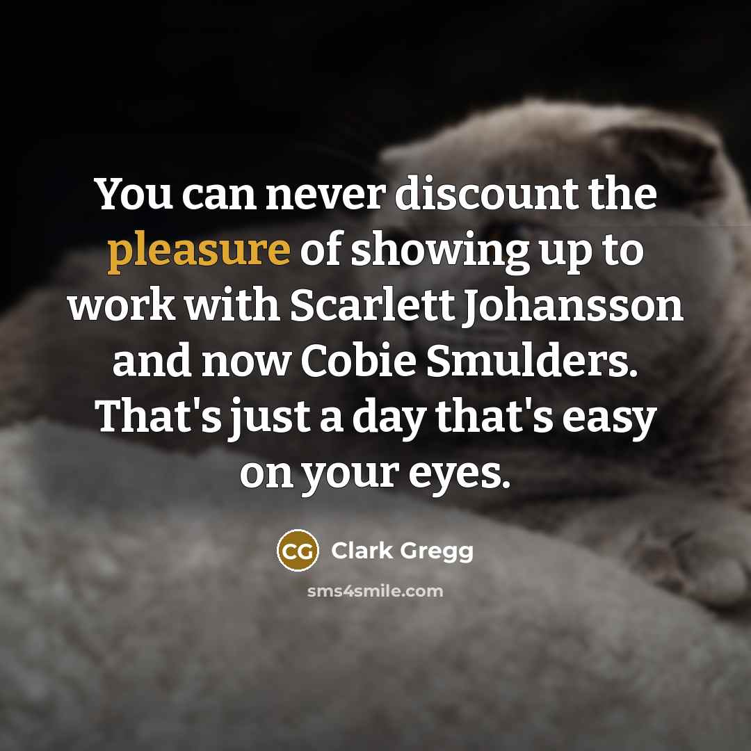“You can never discount the pleasure of showing up to…” quote by Clark Gregg