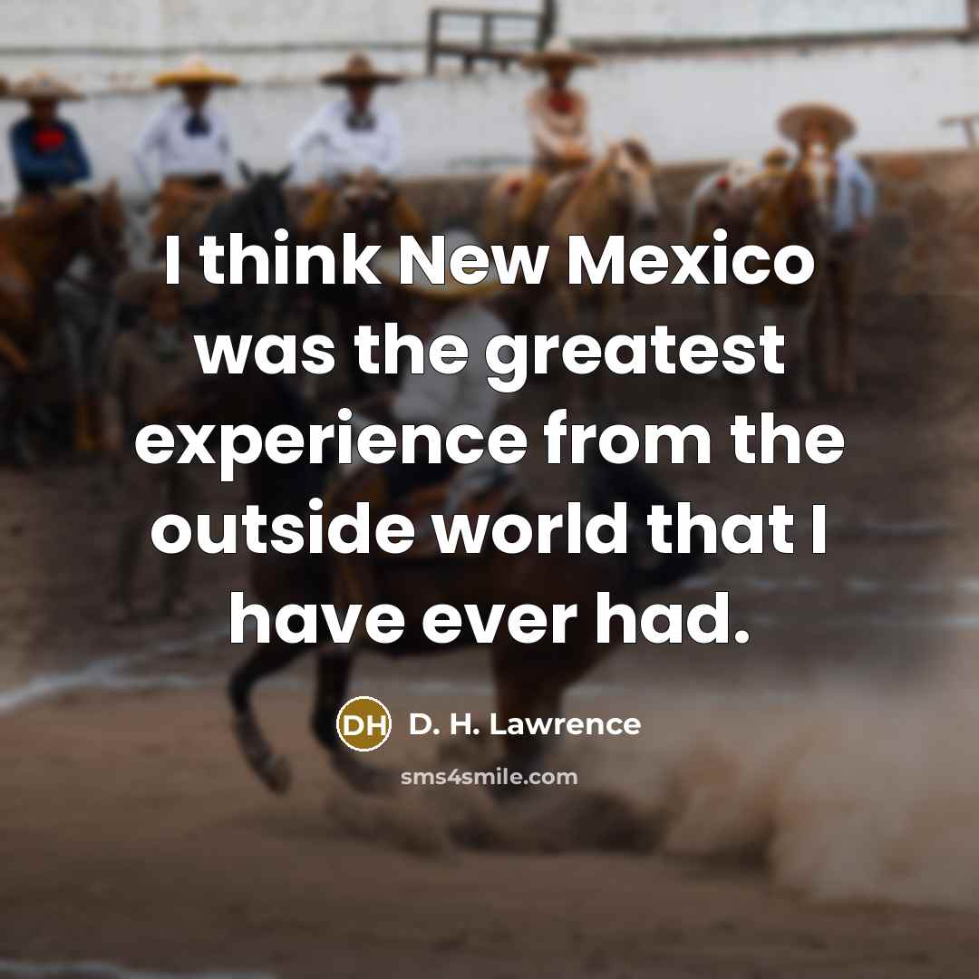 “I think New Mexico was the greatest experience from the…” quote by D. H. Lawrence