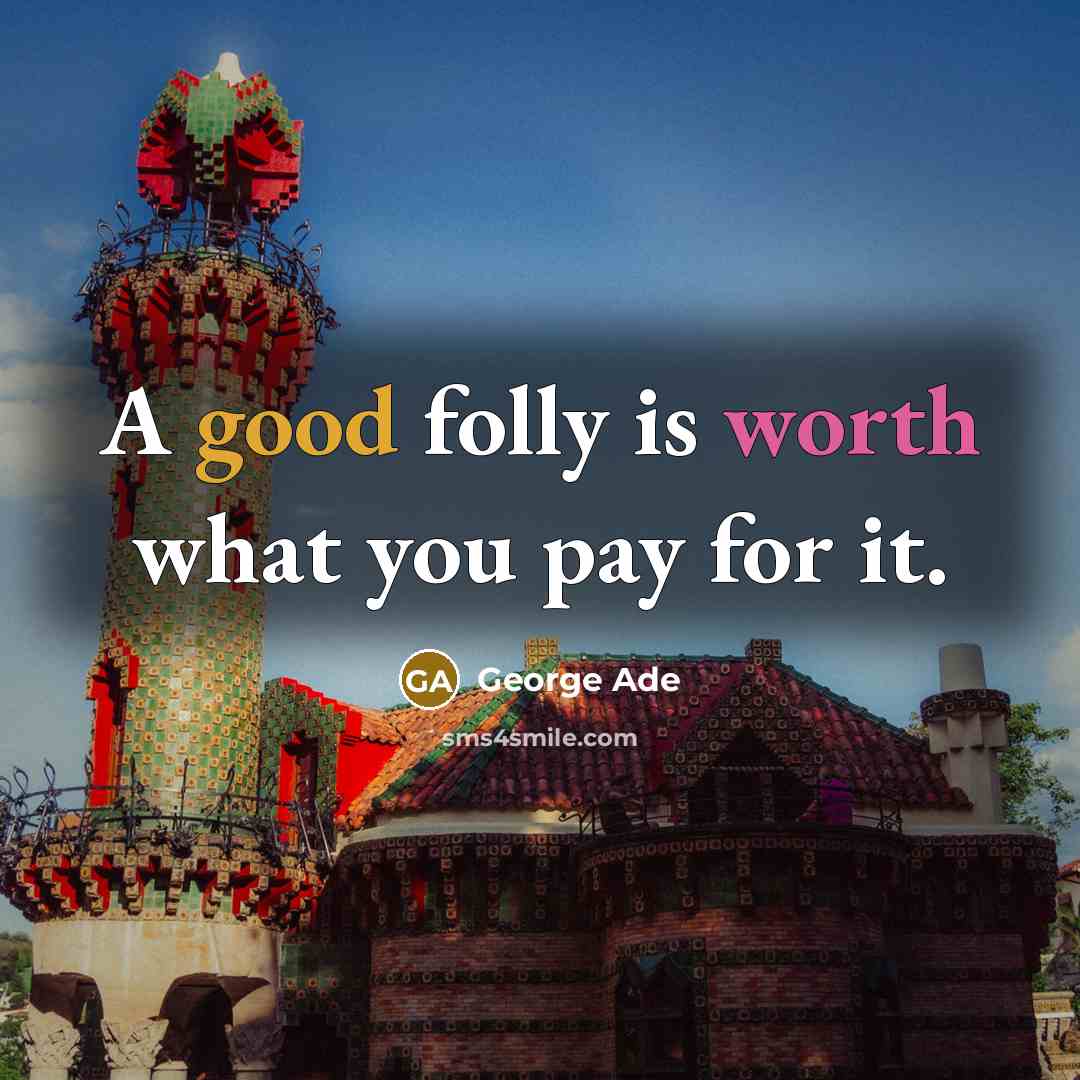 “A good folly is worth what you pay for it.” quote by George Ade