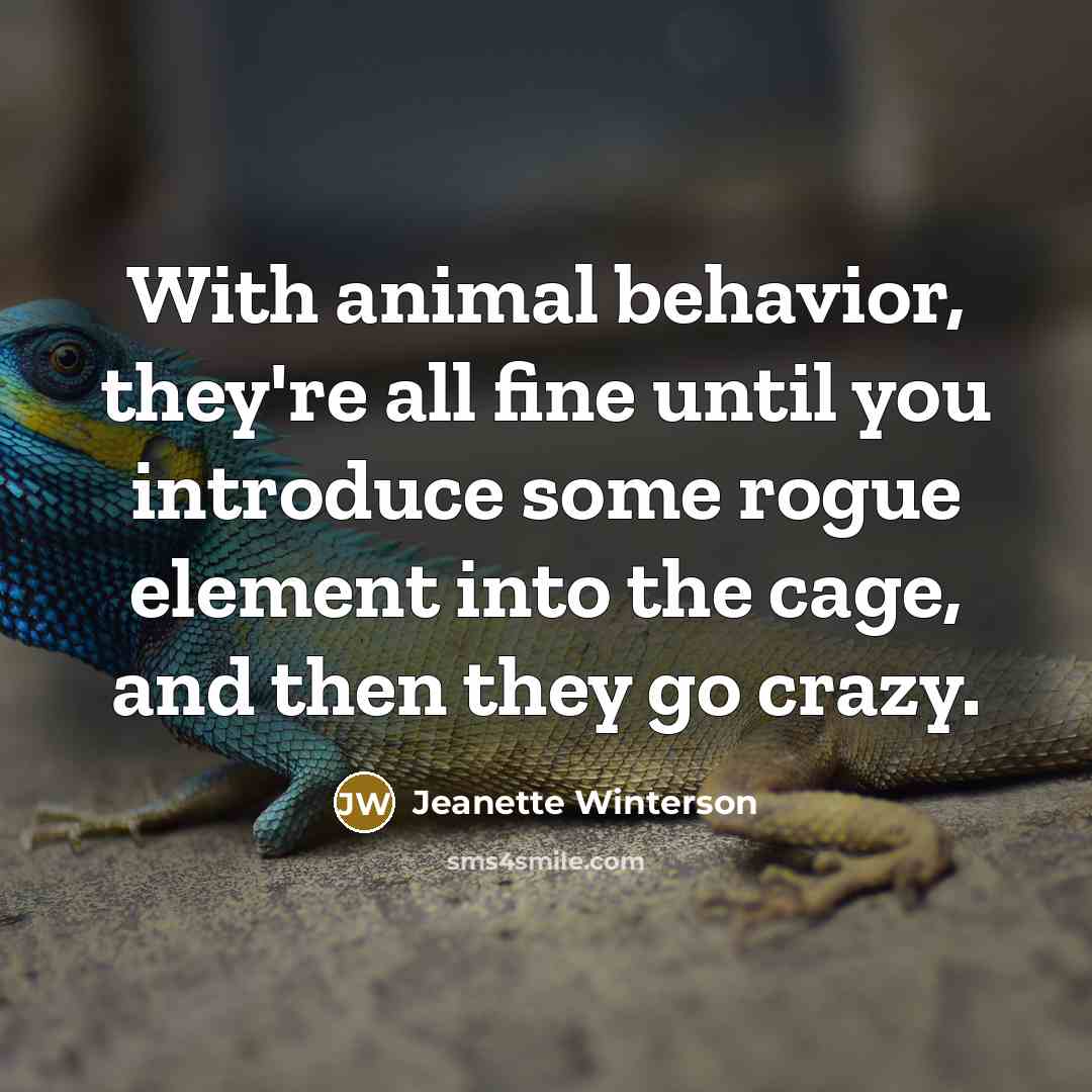 “With animal behavior, they're all fine until you introduce some…” quote by Jeanette Winterson
