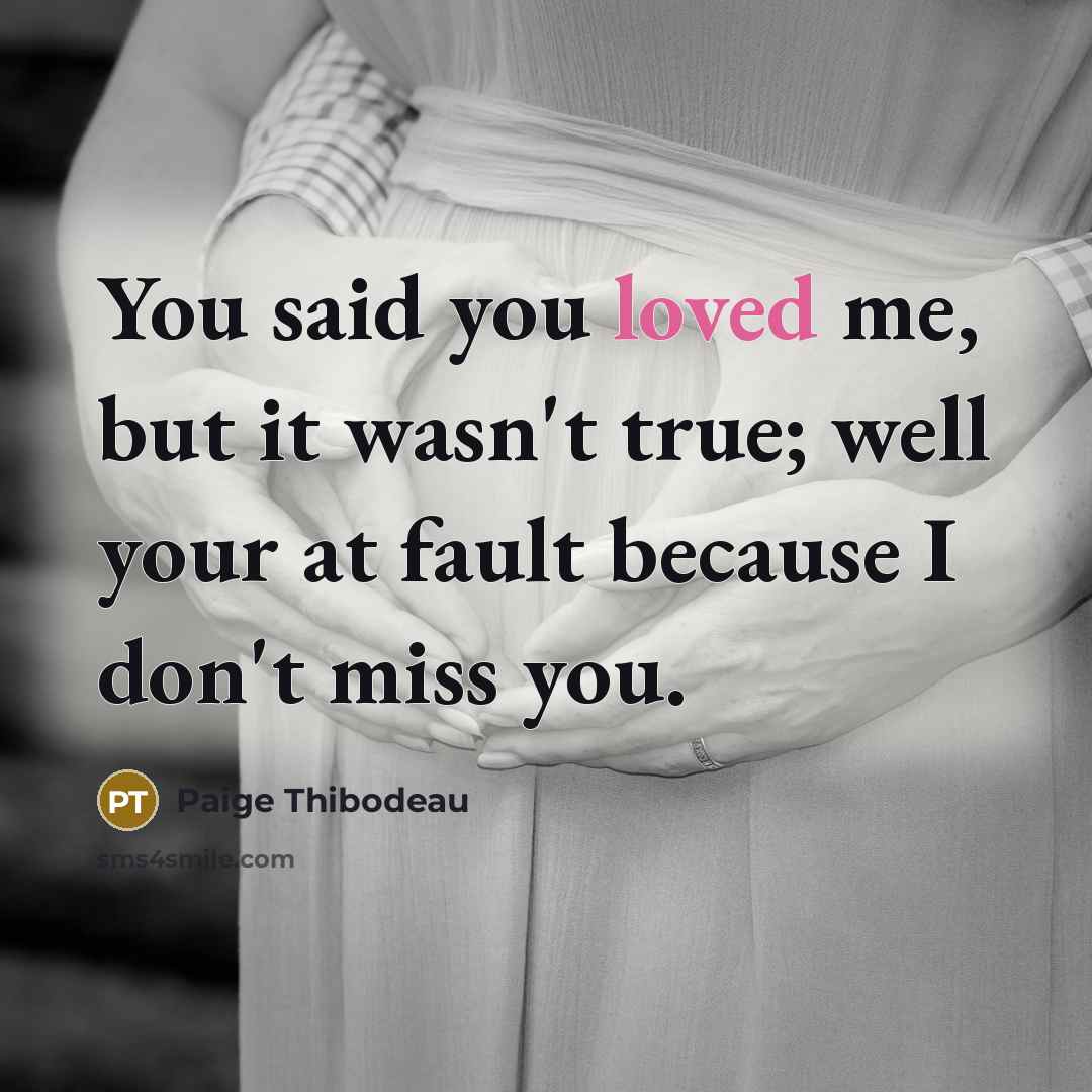 “You said you loved me, but it wasn't true; well…” quote by Paige Thibodeau