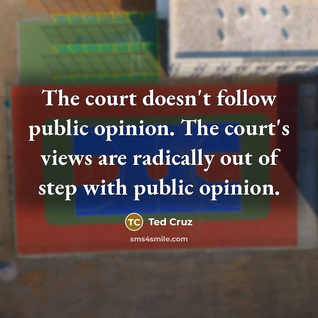 “The court doesn't follow public opinion. The court's views are…” quote by Ted Cruz