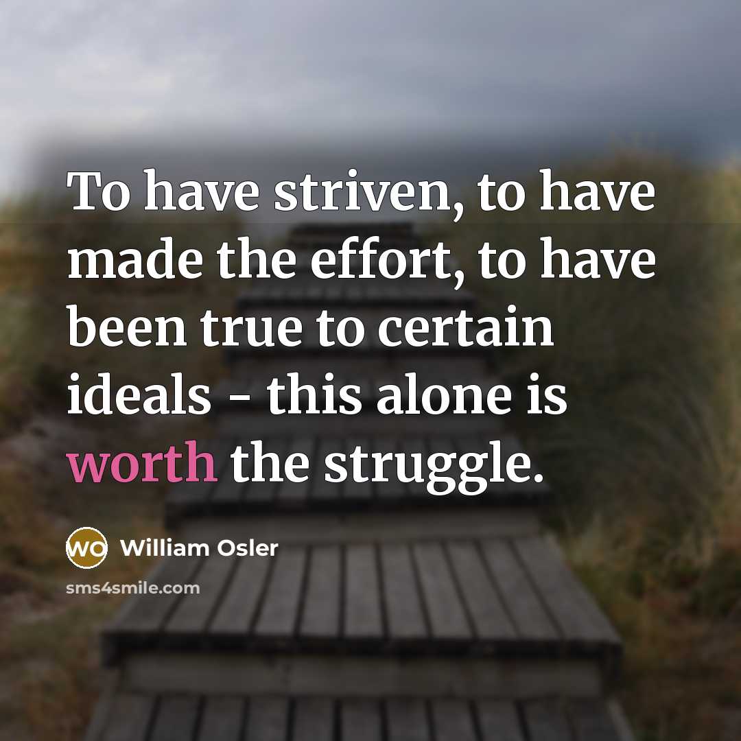 “To have striven, to have made the effort, to have…” quote by William Osler