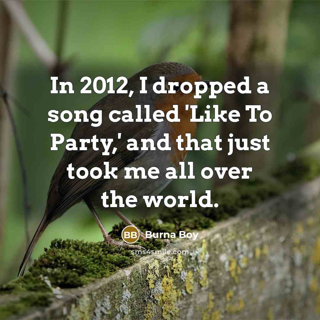 “In 2012, I dropped a song called 'Like To Party,'…” quote by Burna Boy
