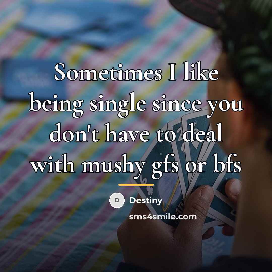“Sometimes I like being single since you don't have to…” quote by Destiny