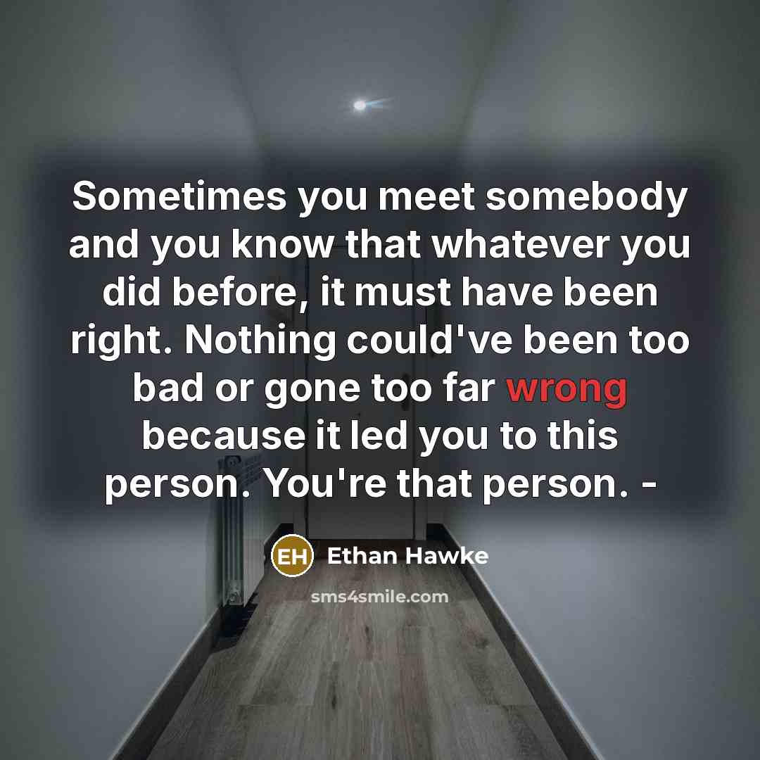 “Sometimes you meet somebody and you know that whatever you…” quote by Ethan Hawke