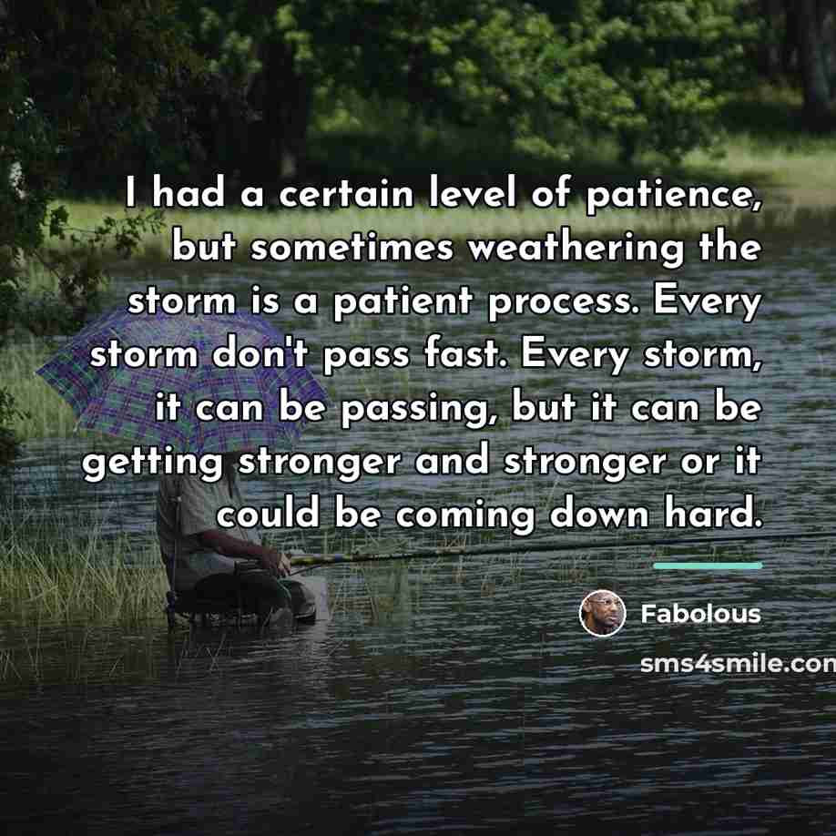 “I had a certain level of patience, but sometimes weathering…” quote by Fabolous