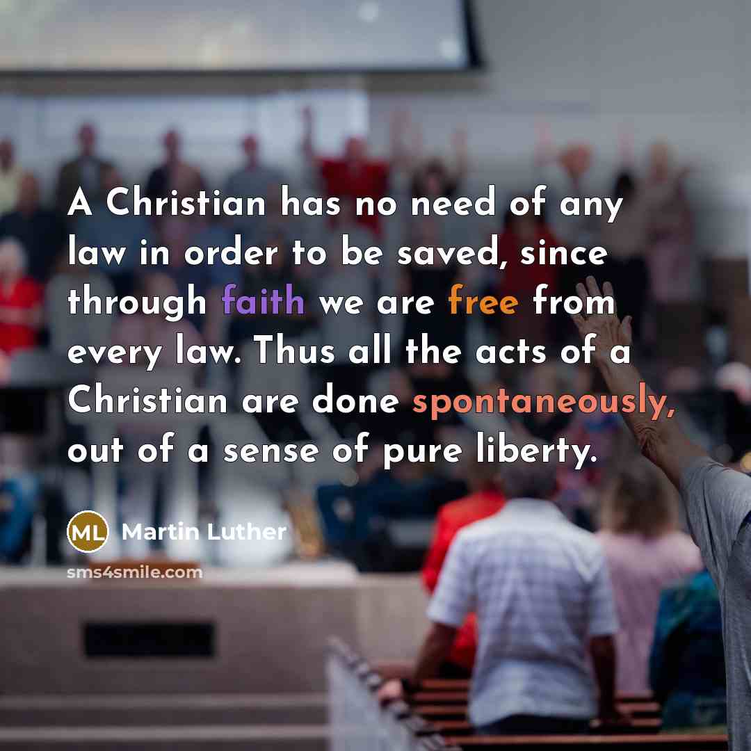 “A Christian has no need of any law in order…” quote by Martin Luther