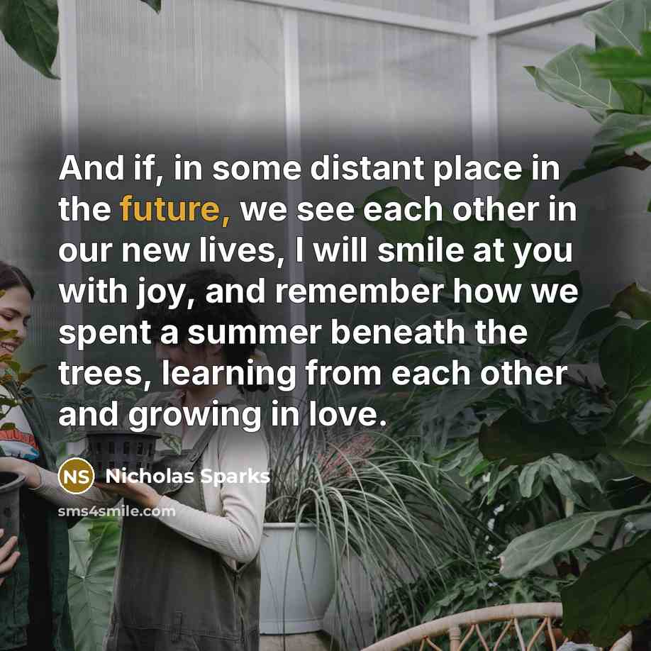 “And if, in some distant place in the future, we…” quote by Nicholas Sparks