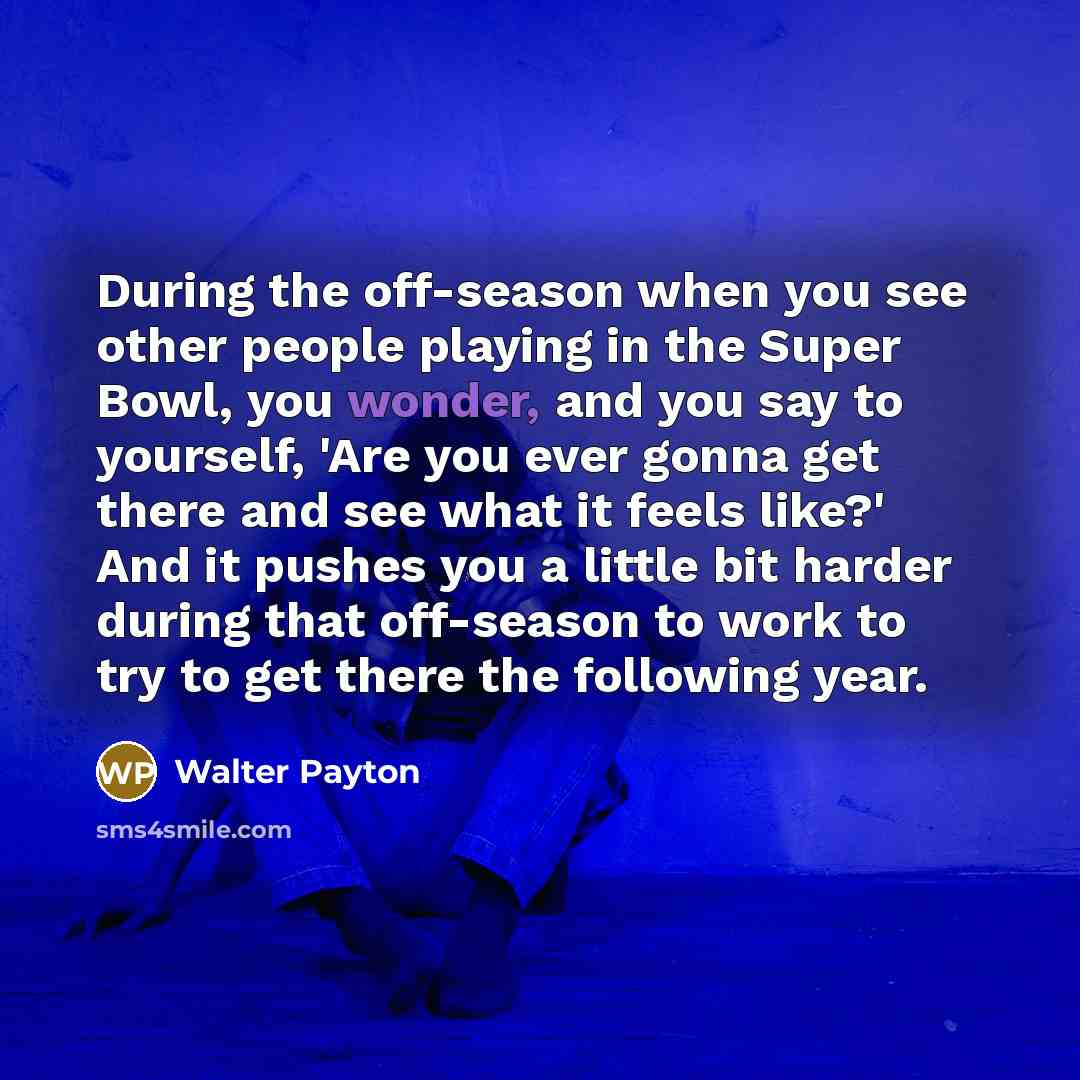 “During the off-season when you see other people playing in…” quote by Walter Payton