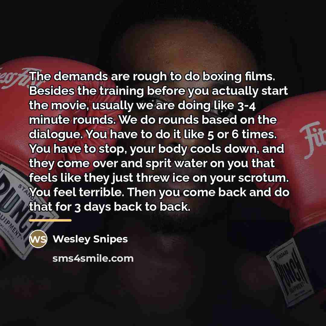 “The demands are rough to do boxing films. Besides the…” quote by Wesley Snipes
