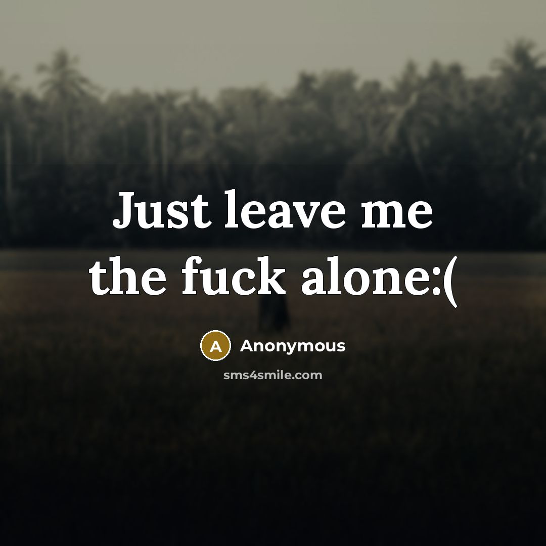 “Just leave me the fuck alone:(” quote by Anonymous